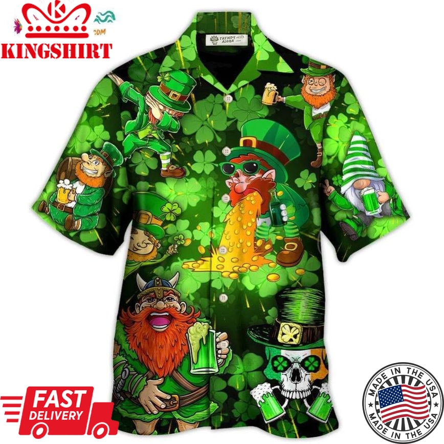 Irish Beer St Patrick'S Day Viking Skull Leprechaun Gnome Hawaiian Shirt