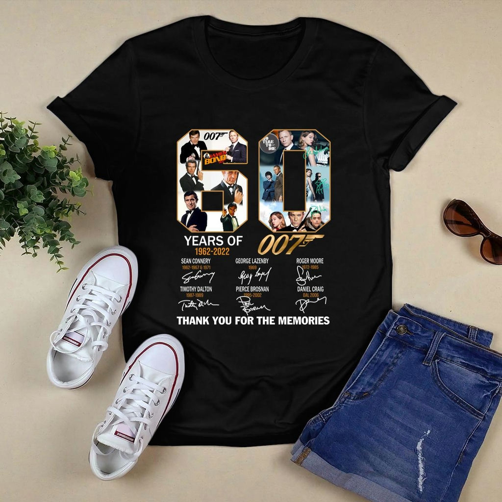 James Bond 007 60 Years Signatures Thank You For The Memories Shirt