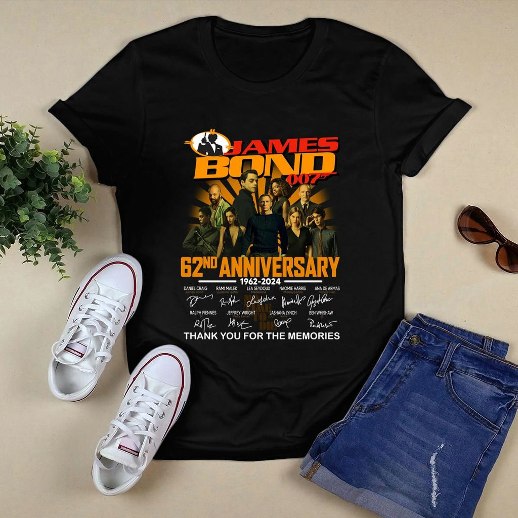 James Bond 007 62nd Anniversary 1962 2024 Signature Thank You For The Memories Shirt