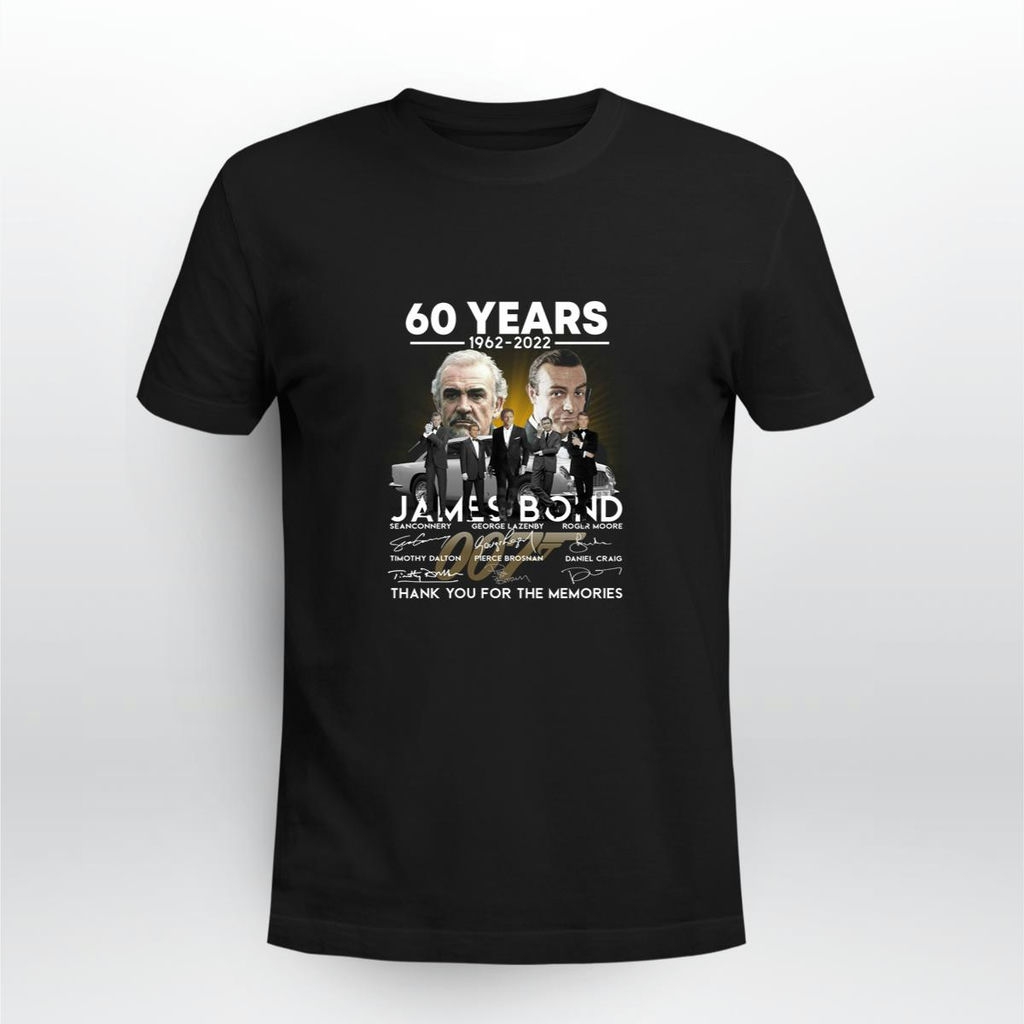 James Bond 60 Years 1962 2022 Signatures Thank You For The Memories Shirt