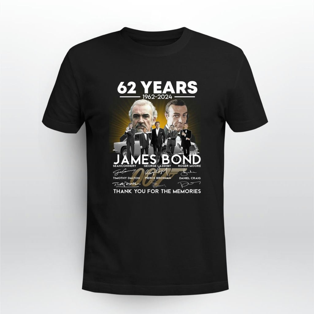 James Bond 62 Years 1962 2024 Signatures Thank You For The Memories Shirt