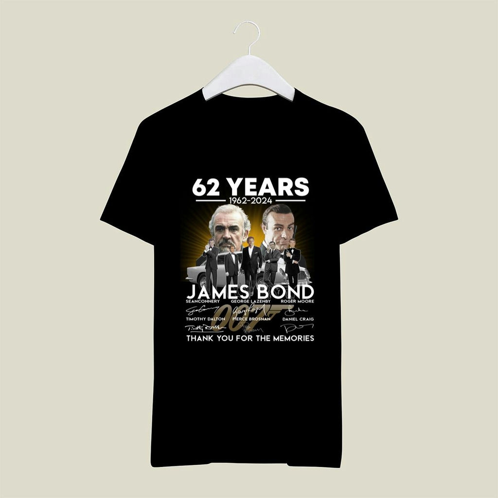 James Bond 62 Years 1962 2024 Signatures Thank You For The Memories Shirt