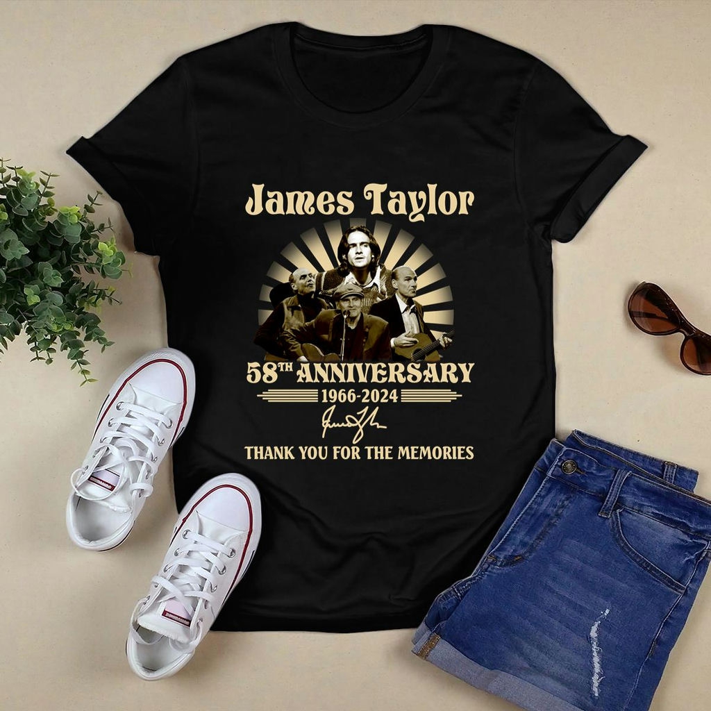 James Taylor 58th Anniversary 1966 2024 Signatures Thank You For The Memories T Shirt