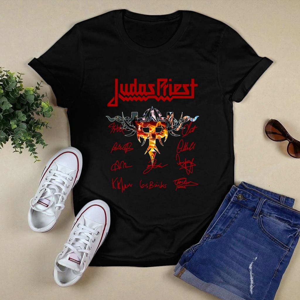 Judas Priest Band Logo Signatures Two Sides T Shirt