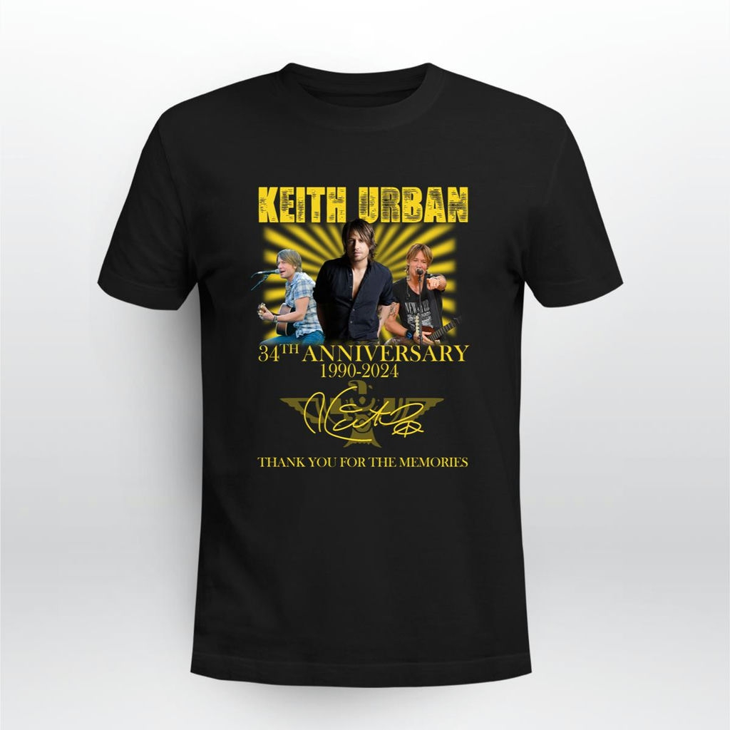 Keith Urban 34th Anniversary 1990 2024 Signature Thank You For The Memories T Shirt