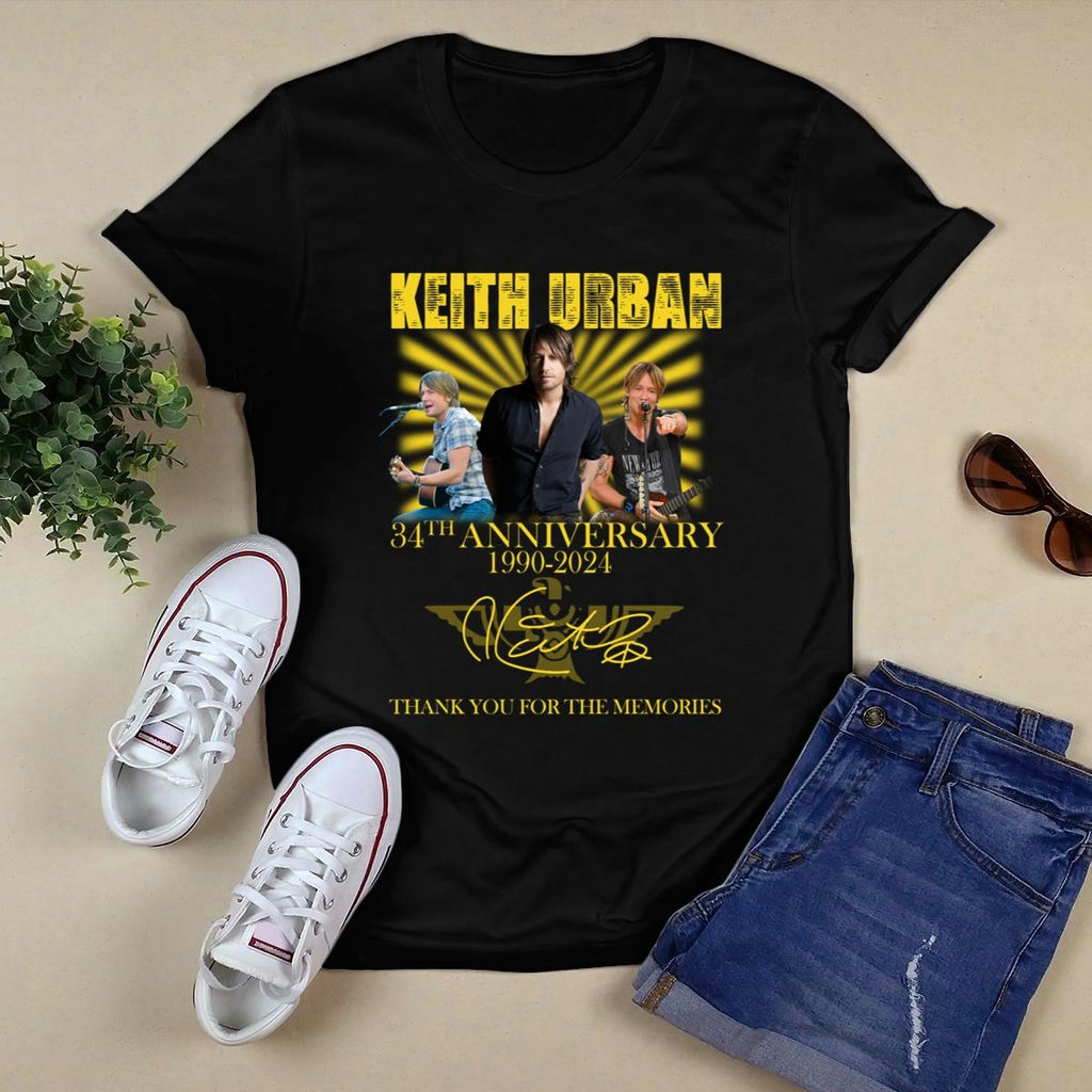 Keith Urban 34th Anniversary 1990 2024 Signature Thank You For The Memories T Shirt