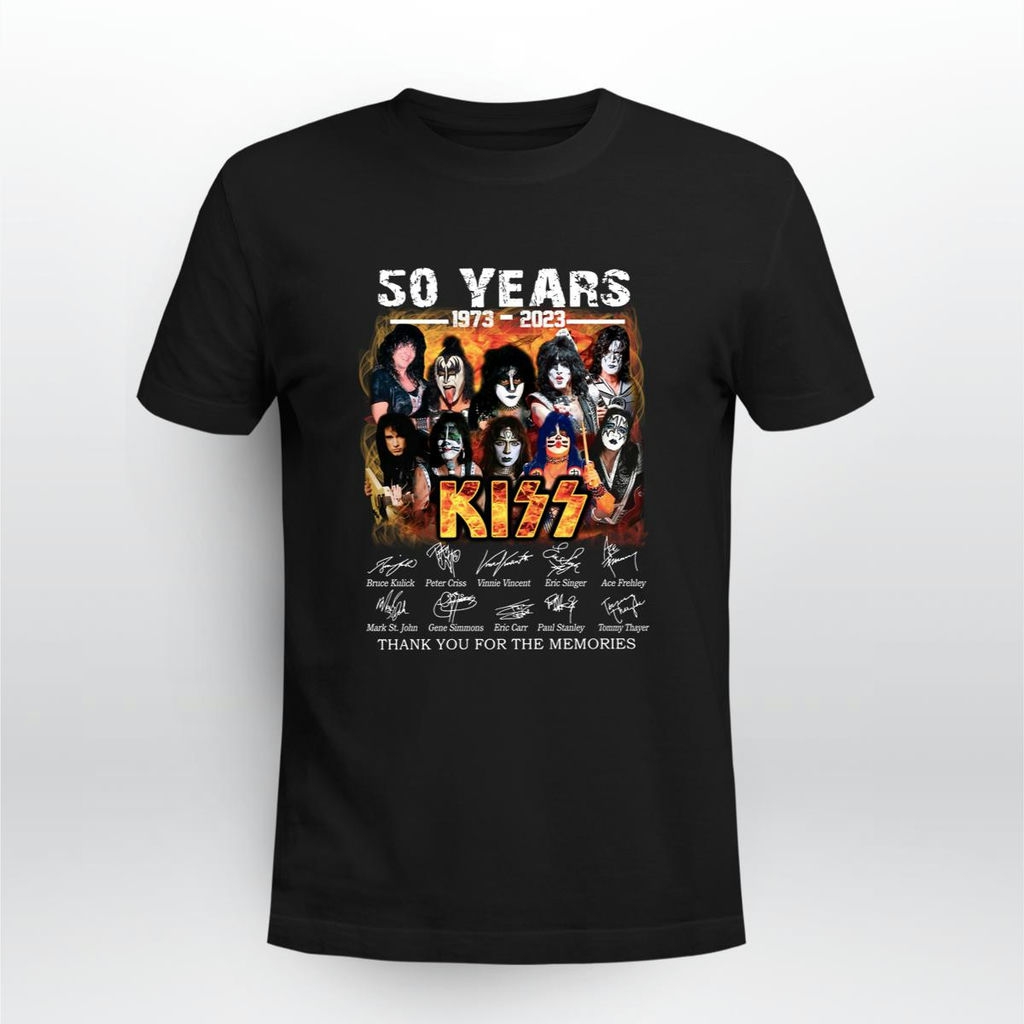 Kiss Band 50 Year Anniversary 1973 2023 Signatures Thank You For The Memories T Shirt