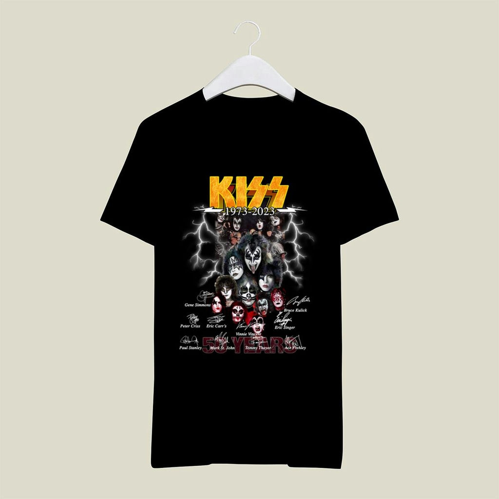 Kiss Band 50 Years 1973 2023 Signatures T Shirt