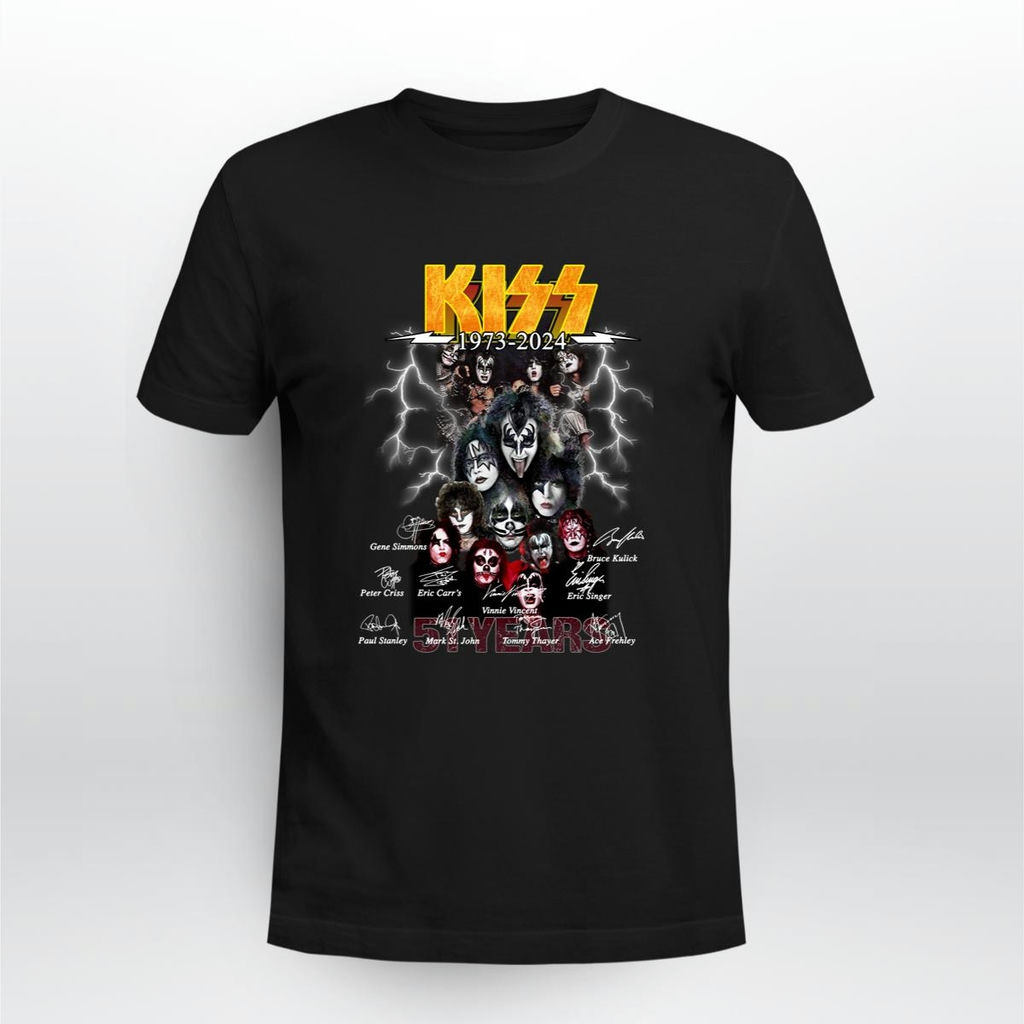 Kiss Band 51 Years 1973 2024 Signatures T Shirt