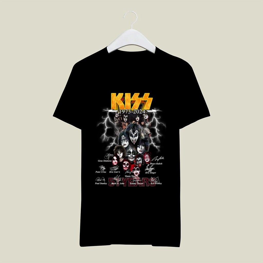 Kiss Band 51 Years 1973 2024 Signatures T Shirt