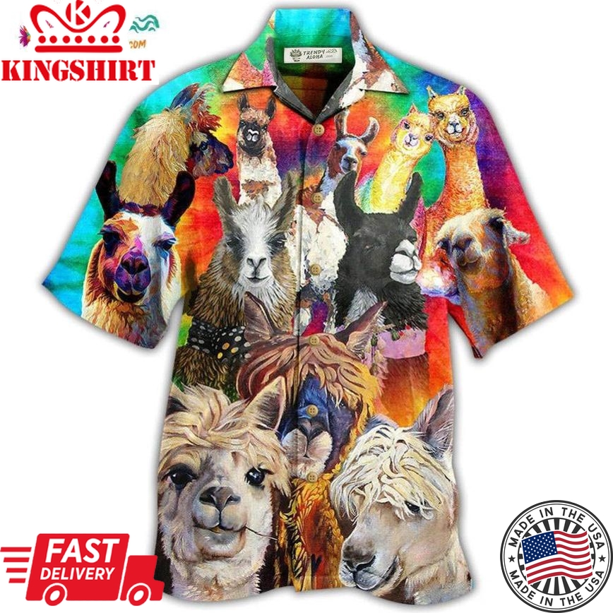 Lama Smile Happy Life Hawaiian Shirt