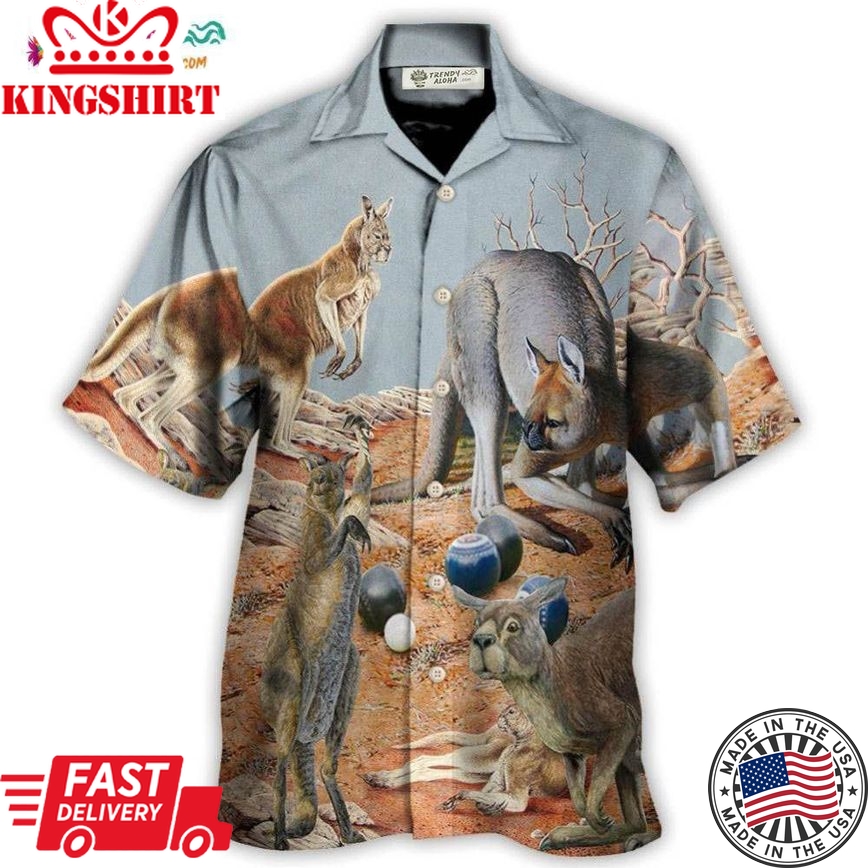 Lawn Bowling Kangaroo With Lawn Bowling Hawaiian Shirt