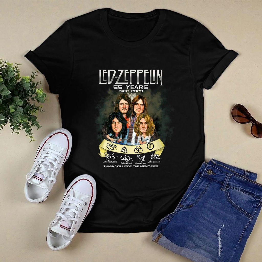 Led Zeppelin 55 Years 1968 2023 Signature Thank You For The Memories T Shirt