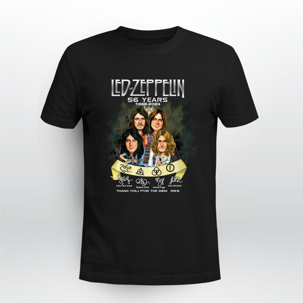 Led Zeppelin 56 Years 1968 2024 Signature Thank You For The Memories T Shirt