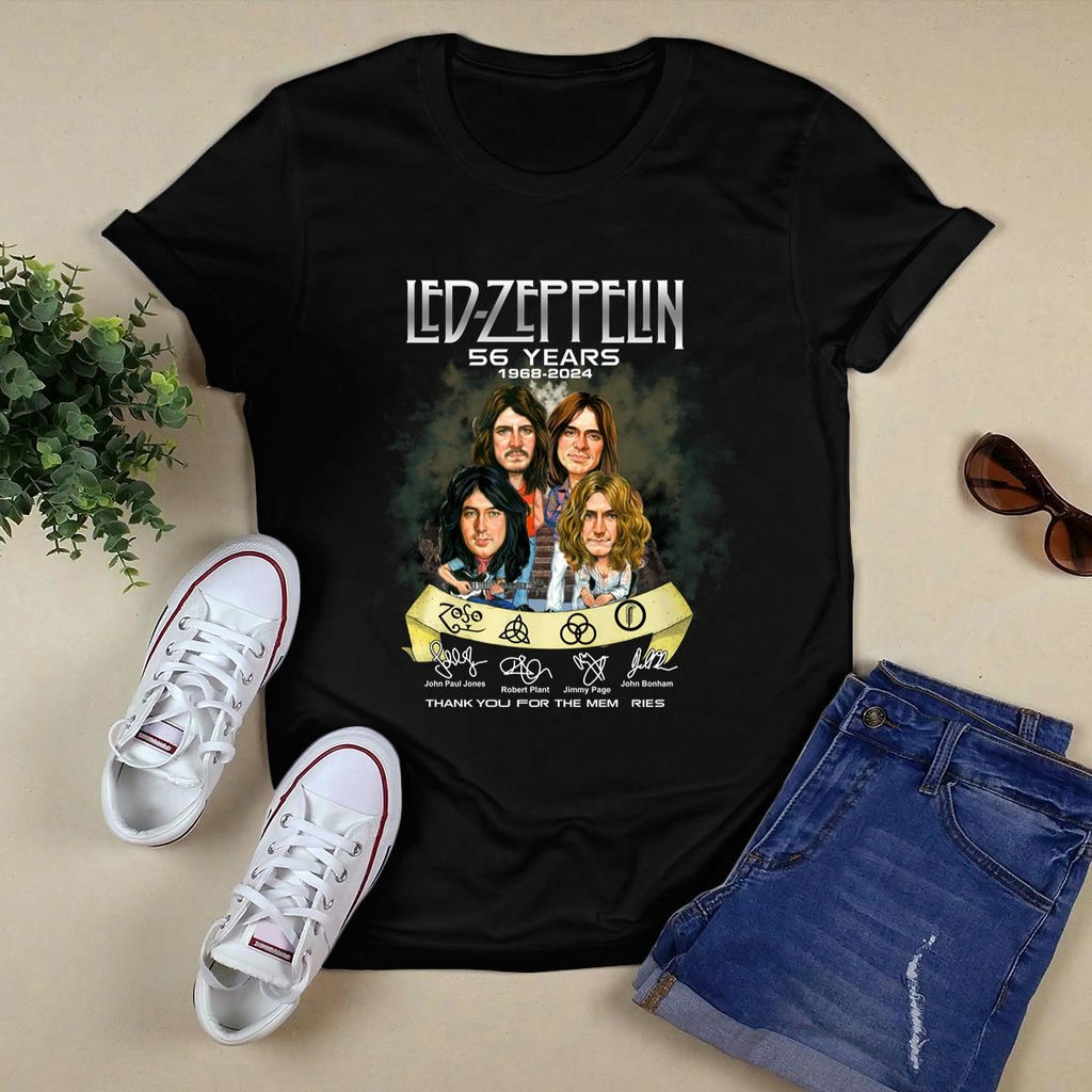 Led Zeppelin 56 Years 1968 2024 Signature Thank You For The Memories T Shirt