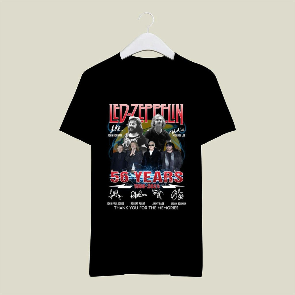 Led Zeppelin 56 Years 1968 2024 Signature Thank You For The Memories T Shirt