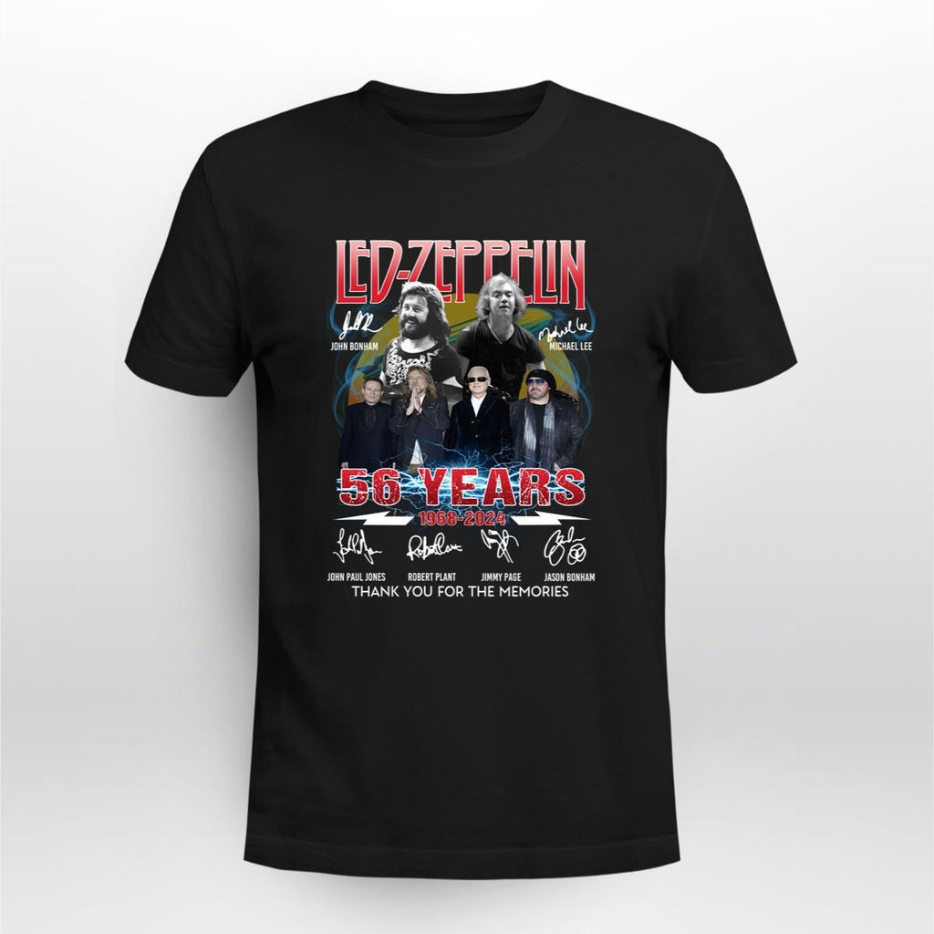 Led Zeppelin 56 Years 1968 2024 Signature Thank You For The Memories T Shirt