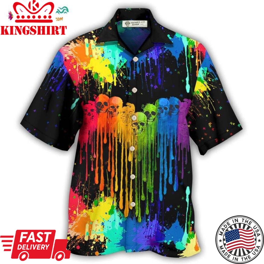 Lgbt Heart Skull Style Hawaiian Shirt