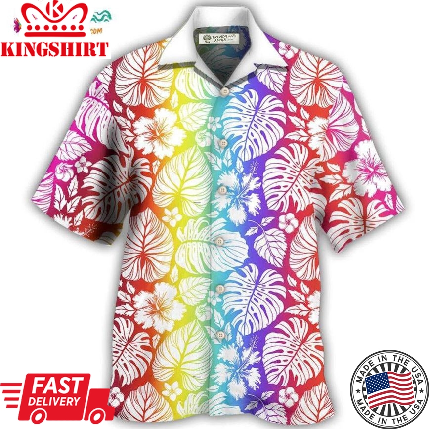 Lgbt Tropical Leaf Hawaiian Shirt