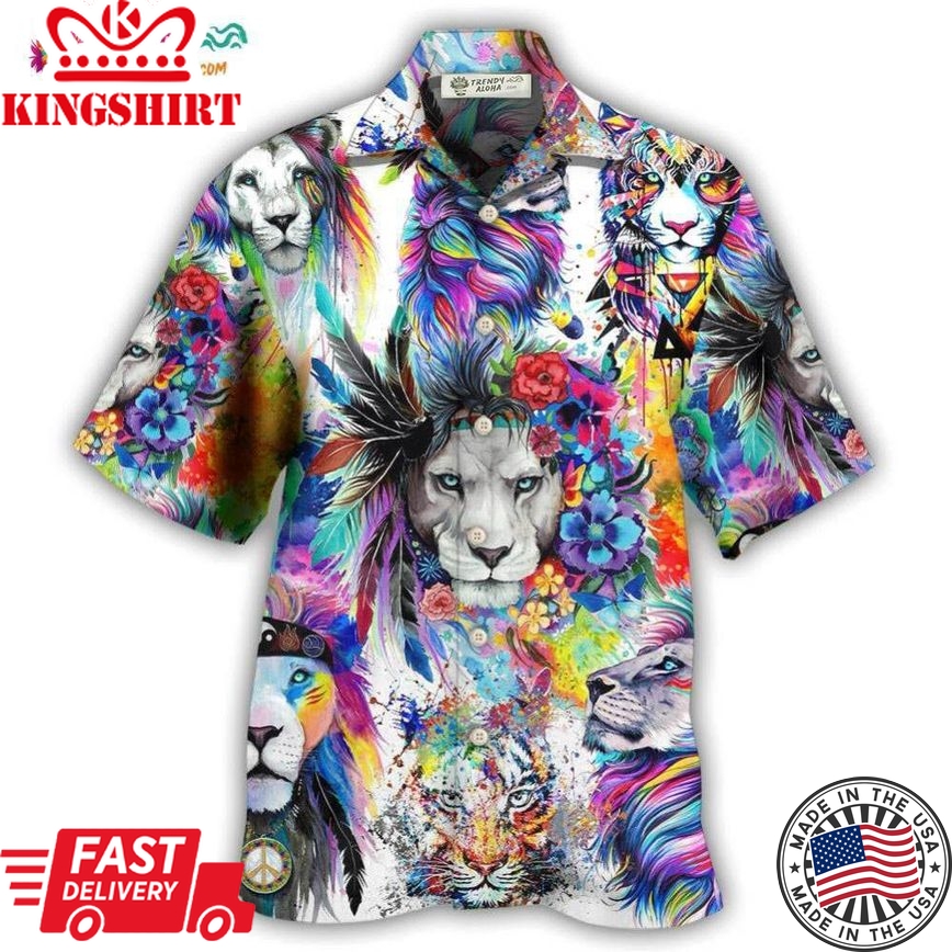 Lion Colorful Painting Hawaiian Shirt