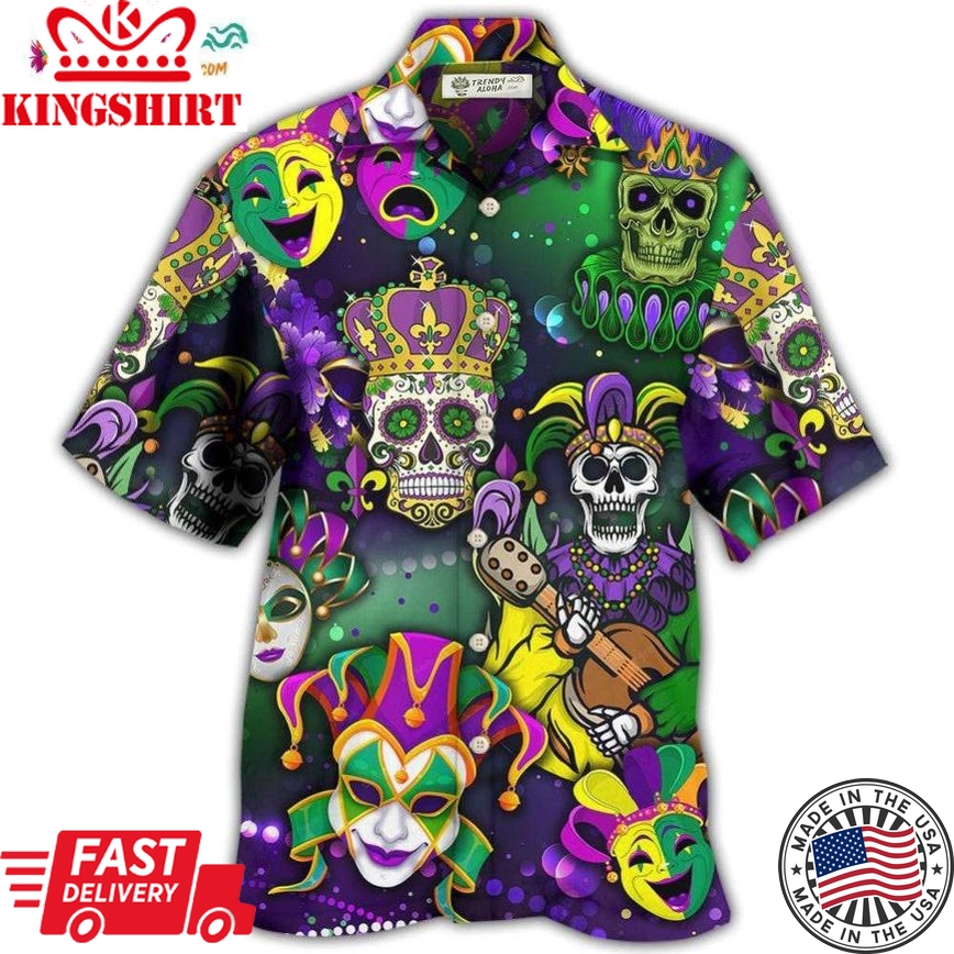 Mardi Gras Skull Art Hawaiian Shirt