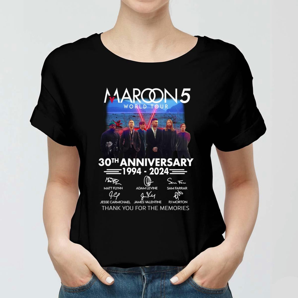 Maroon 5 30th Anniversary 1994 2024 Thank You For The Memories Signatures T Shirt