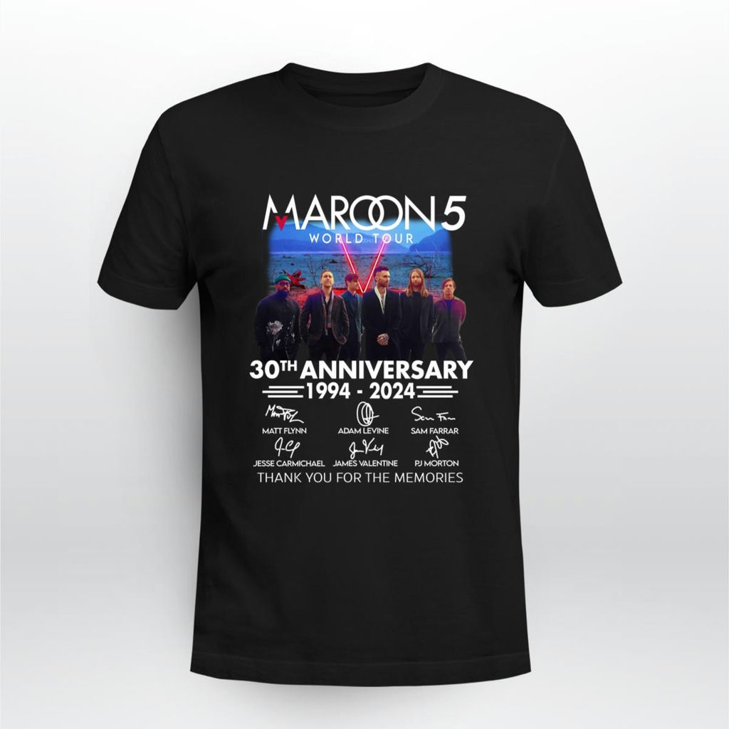 Maroon 5 30th Anniversary 1994 2024 Thank You For The Memories Signatures T Shirt