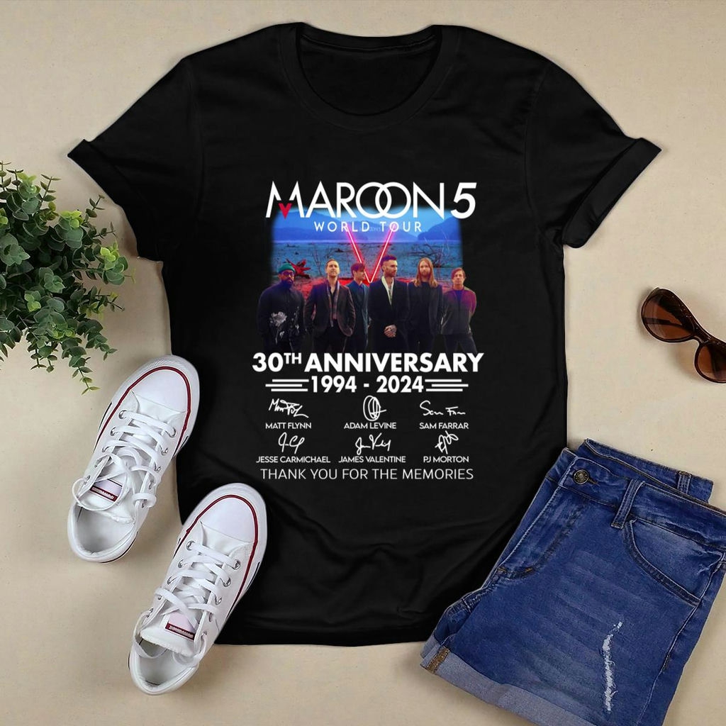 Maroon 5 30th Anniversary 1994 2024 Thank You For The Memories Signatures T Shirt