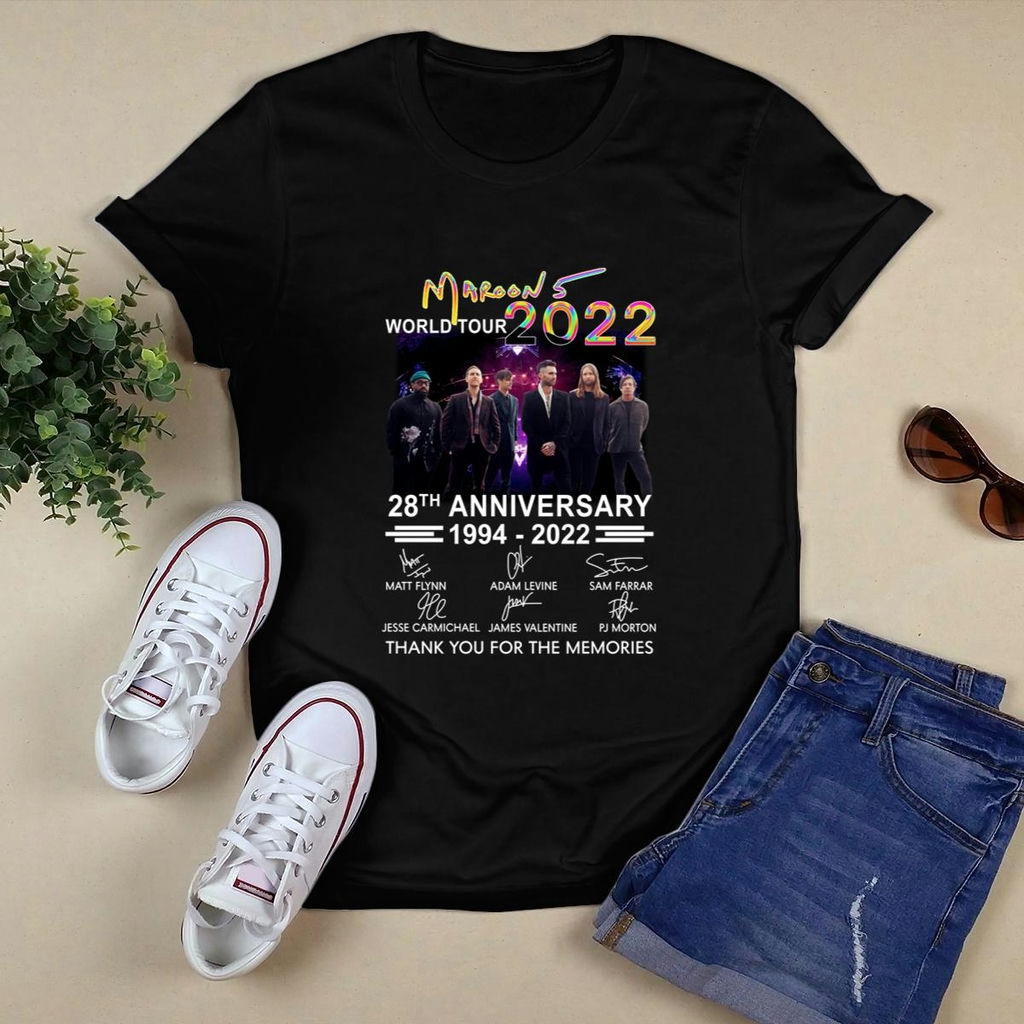 Maroon 5 World Tour 2022 28th Anniversary 1994 2022 Signatures T Shirt