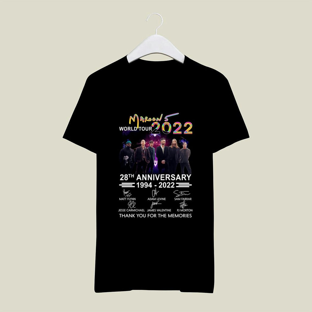 Maroon 5 World Tour 2022 28th Anniversary 1994 2022 Signatures T Shirt