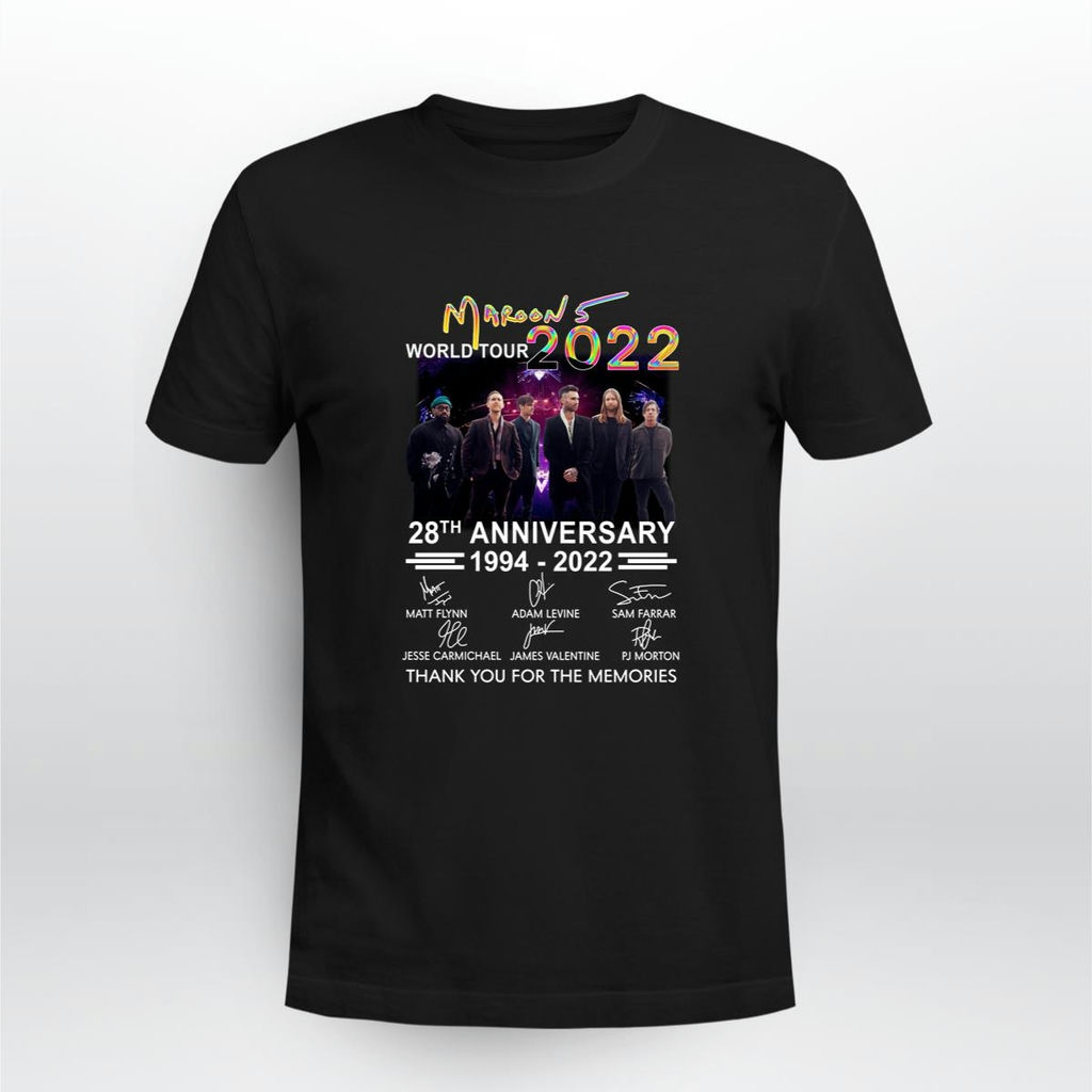 Maroon 5 World Tour 2022 28th Anniversary 1994 2022 Signatures T Shirt