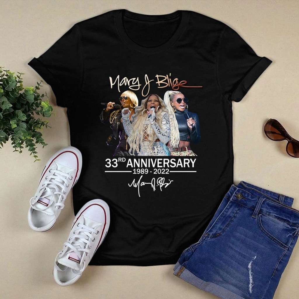 Mary J Blige 33rd Anniversary 1989 2022 Signature T Shirt