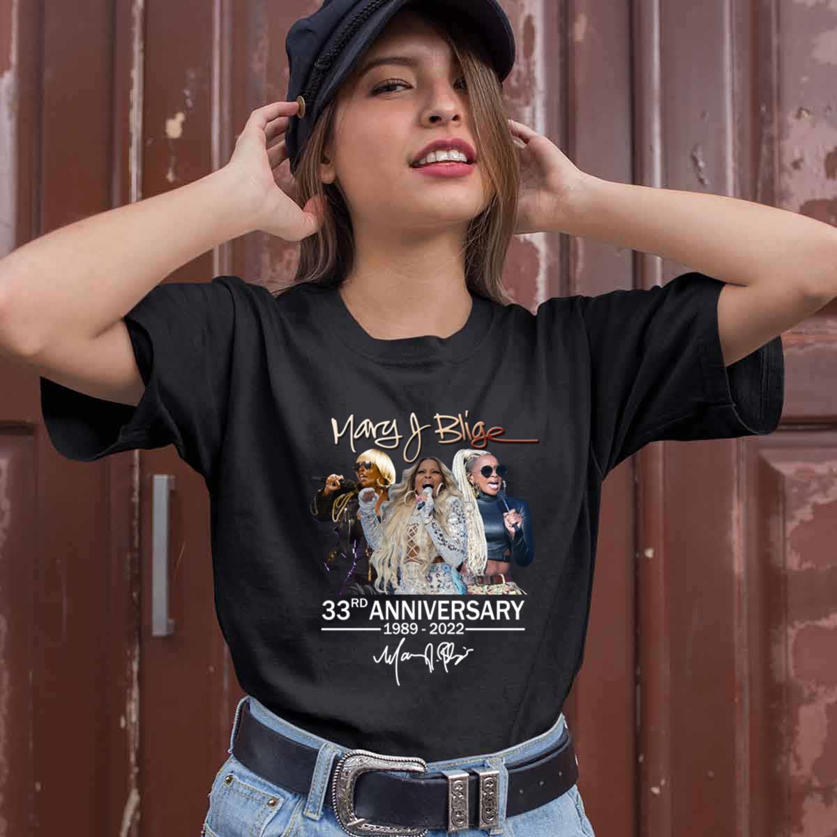 Mary J Blige 33rd Anniversary 1989 2022 Signature T Shirt