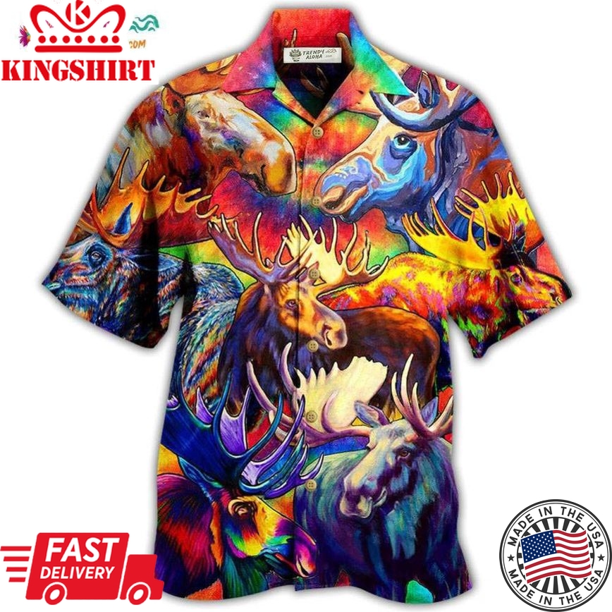 Moose Beautiful Painting Color Style Hawaiian Shirt