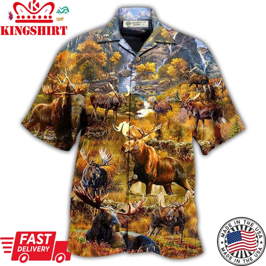 Moose Spend Time In The Woods Hawaiian Shirt