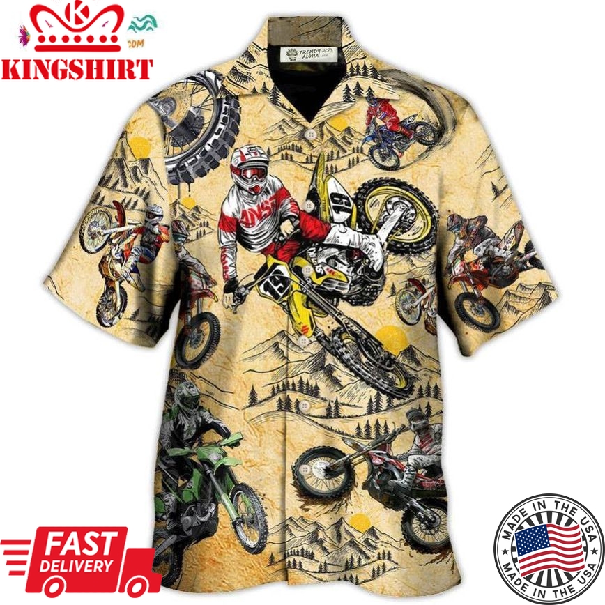 Motocross Lover Motorcycle Biker Vintage Art Style Hawaiian Shirt