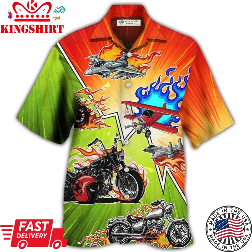 Motorcycle I Like Motorcycles And Airplanes Hawaiian Shirt