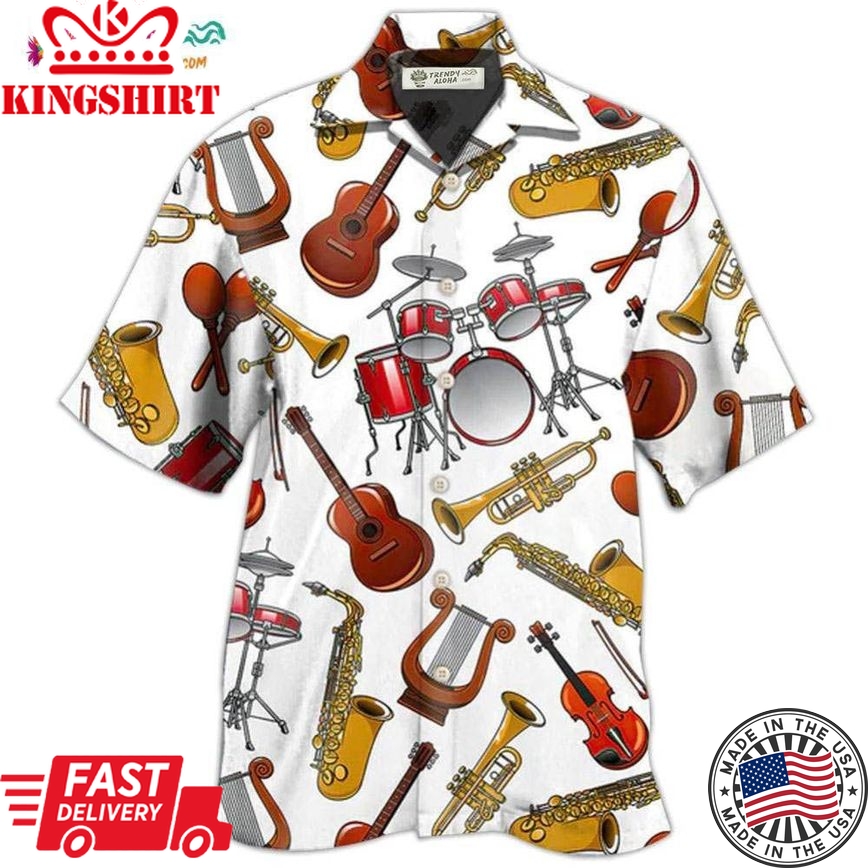 Music Instruments White Style Hawaiian Shirt