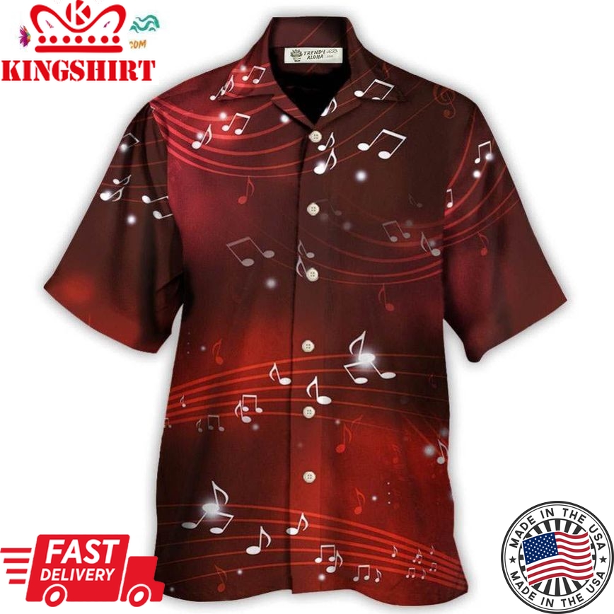 Music Musical Notes And Blurry Lights On Dark Red Hawaiian Shirt