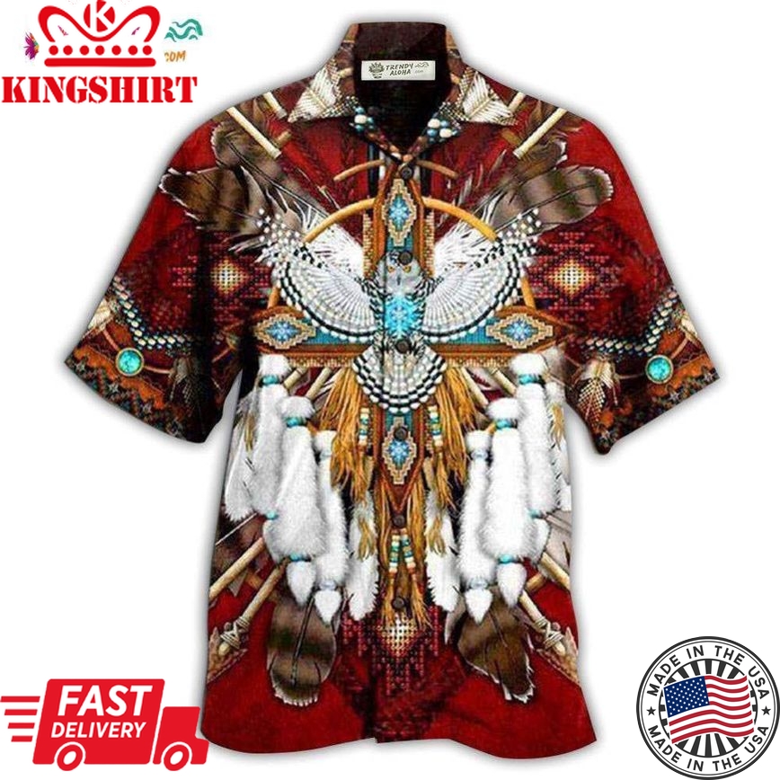 Native Dreamcatcher Sunset Red Hawaiian Shirt