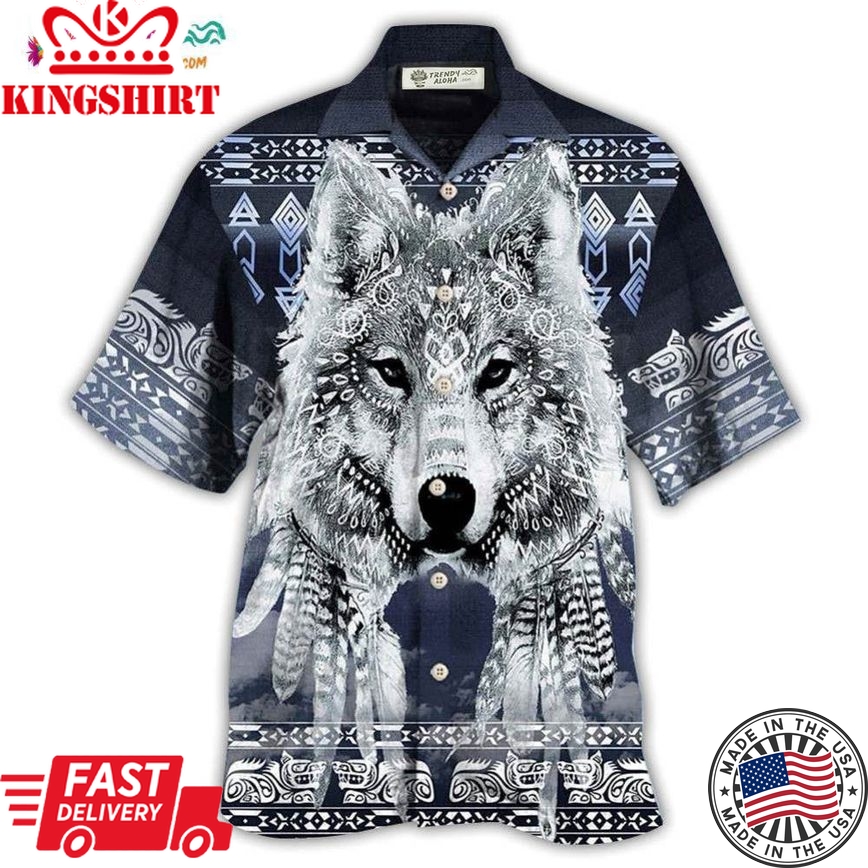 Native Style Love Peace Wolf Pattern Hawaiian Shirt