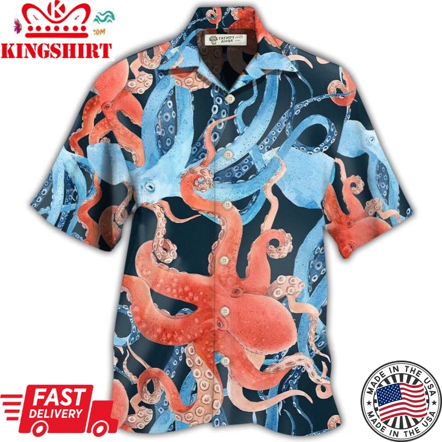 Octopus Colorful Ocean Life Basic Hawaiian Shirt