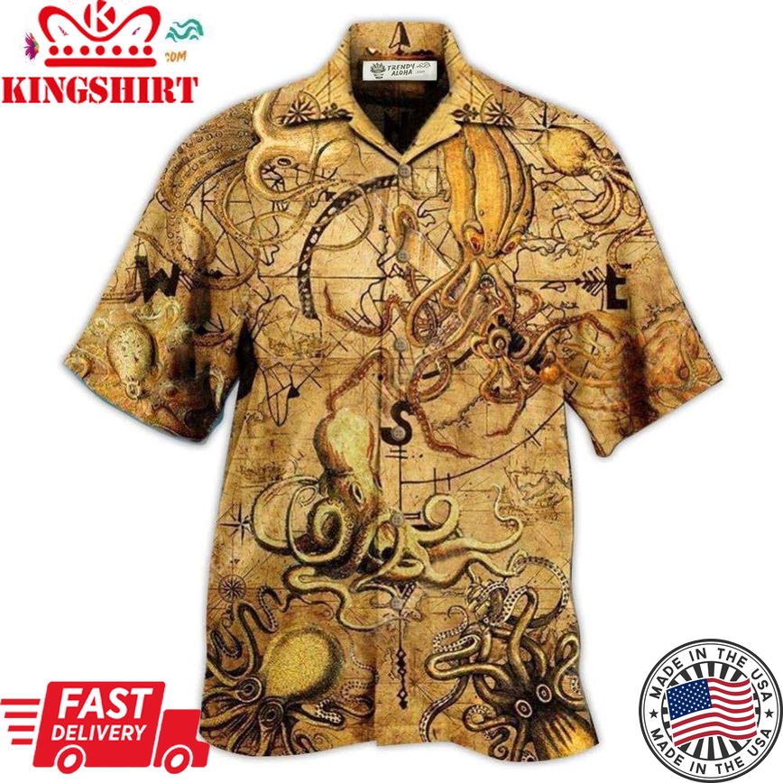 Octopus Hunting Treasure Vintage Hawaiian Shirt