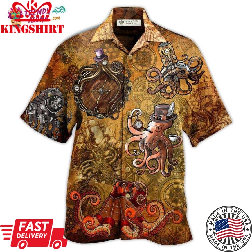 Octopus Steampunk Vintage Style Hawaiian Shirt