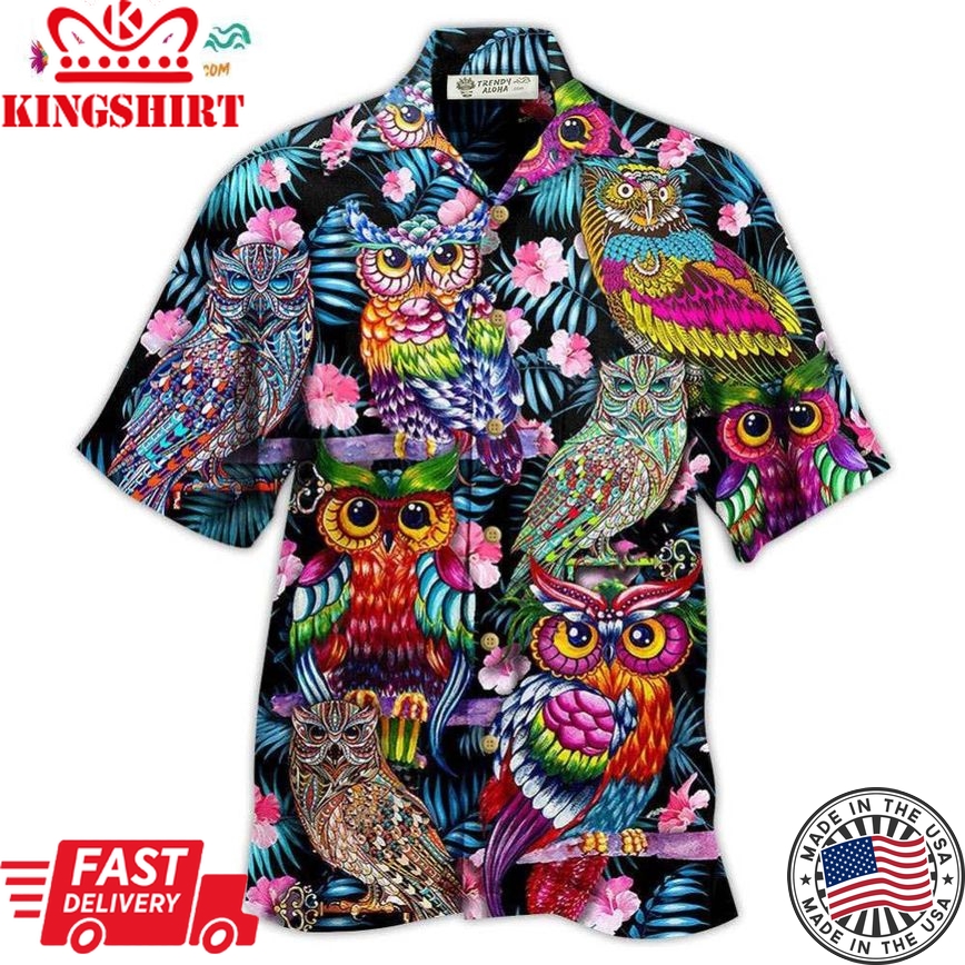 Owl And Nice Flowers Hawaiian Shirt