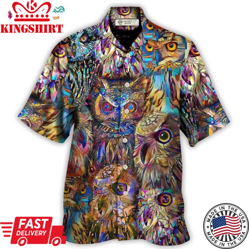 Owl Wild Animal Neon Colorful Hawaiian Shirt