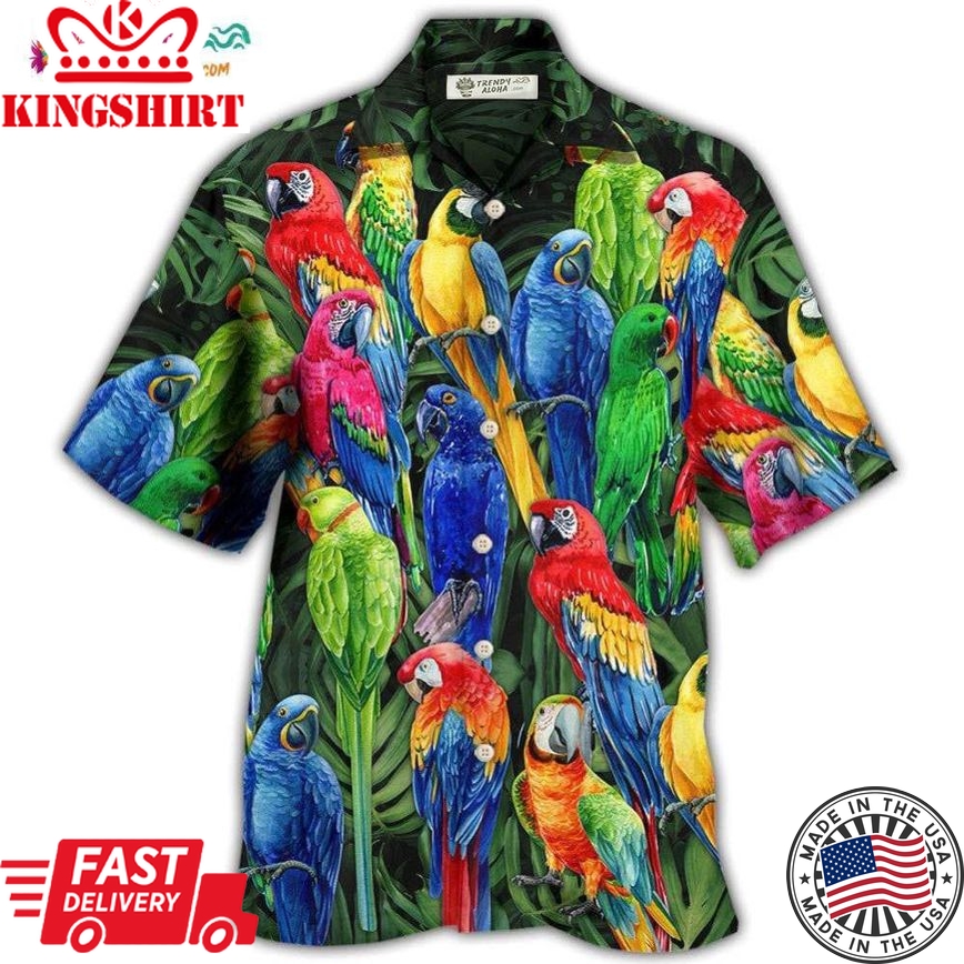 Parrot Family Colorful Tropical Hawaiian Shirt