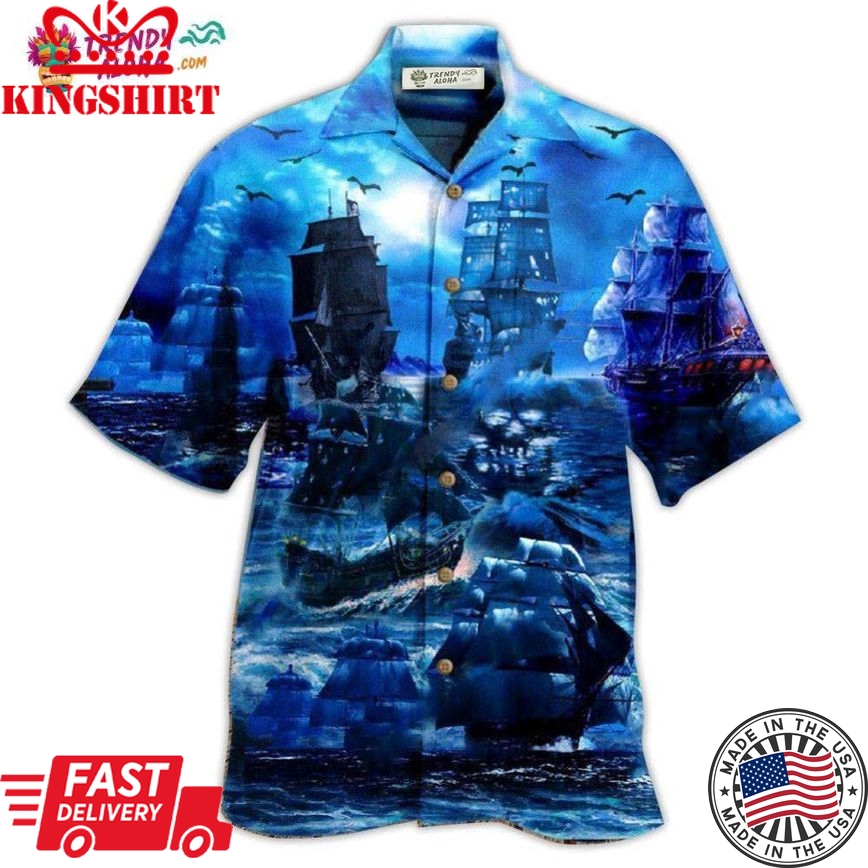 Pirate Ship Under The Romantic Moonlight Fantastic Hawaiian Shirt