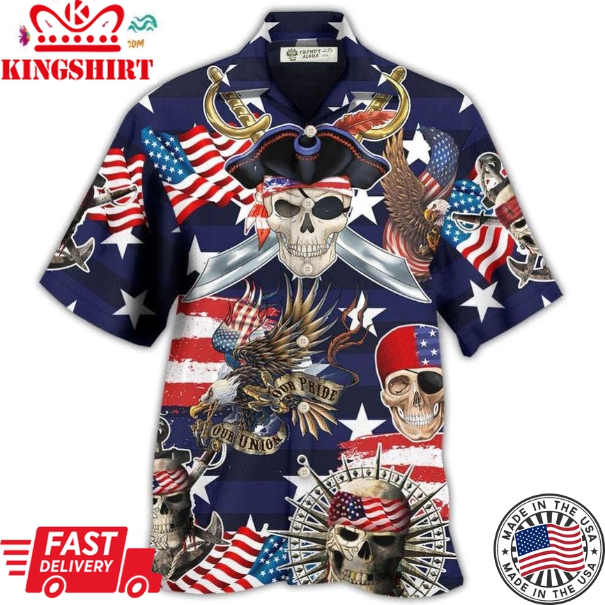 Pirate Skeleton America Independence Day Hawaiian Shirt