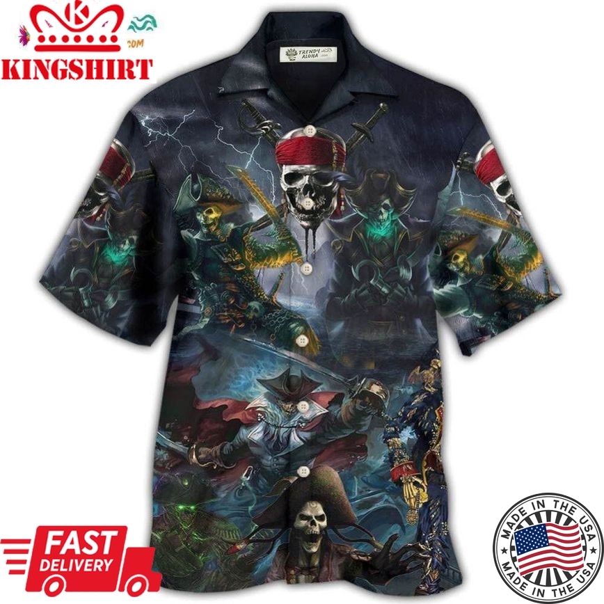 Pirate Skeleton And Thunder Hawaiian Shirt